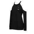 thumbnail image 5 of Summer Tops for Women Short Sleeve Shirts for Women T Shirt Short Sleeve Polyester Long Shirts Summer Compression Long Shirt Stretchy Medium Active Loose Tops Black S, 5 of 7