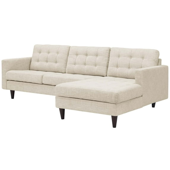 Modern Contemporary Urban Design Living Room Lounge Club Lobby Sectional Sofa, Fabric, Beige