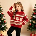 thumbnail image 2 of Ruiwill Christmas Girls Sweater Snowflake Print Crew Neck Long Sleeve Knit Pullover Xmas Top, 2 of 6