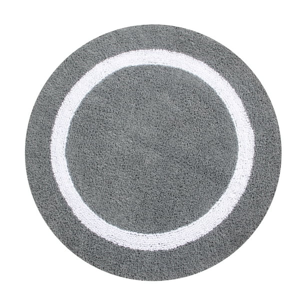 Better Trends Hotel Collection Bath Rug 30" Round Grey & White