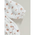 thumbnail image 5 of Infant Baby Girl Spring Jumpsuit Set Flower Print Off Shoulder Long Sleeve Romper + Bow Headband, 5 of 7