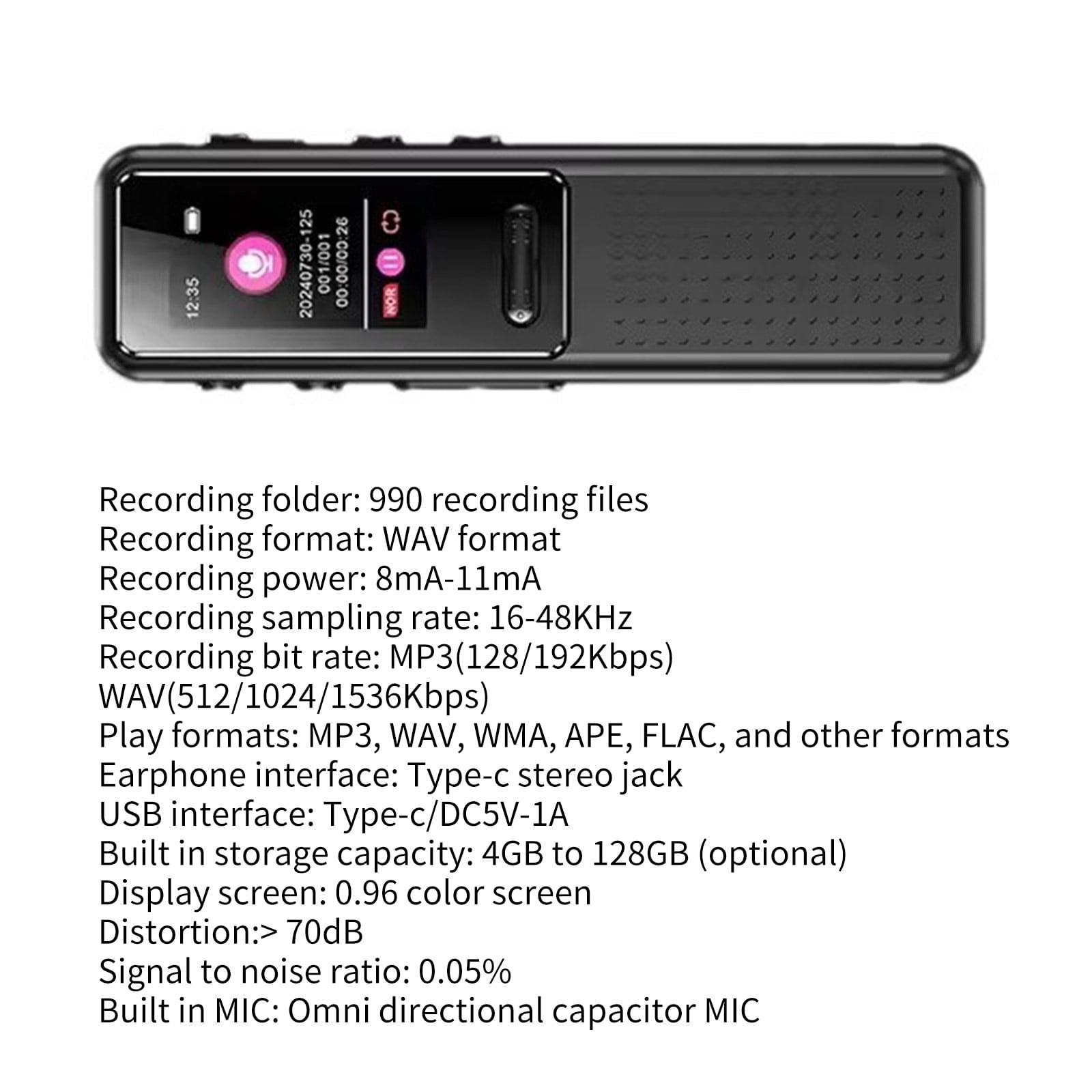 ZD39 Digital Voice Recorder 32G/64GB Large Capacity For Lectures And Meetings With Playback And USB Charging