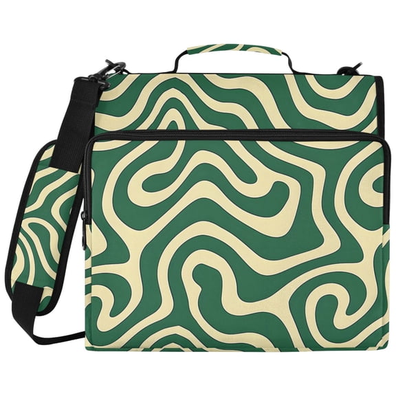 ALAZA Zipper Binder Cream Green Swirly Pattern 2 inch 3 Ring 500 Sheet Capacity Trapper Keeper File Folder Organizer Bag