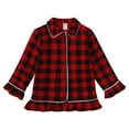 thumbnail image 6 of kpmatpey Kids Girls Pajamas Outfits Long Sleeve Lapel Collared Button down Shirts with Pants Lounge Plaid 2 Piece Sets, 6 of 6