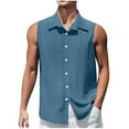 thumbnail image 2 of Blczomt Summer Men's Tank Shirts Sleeveless Shirts Collar Casual Button Down Blue Muscle Tank, 2 of 6