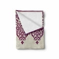 thumbnail image 2 of Turkish Pattern Soft Flannel Fleece Throw Blanket, Old Fashioned Borders with Spiral and Tangled Leaves in Rococo Style, Cozy Plush for Indoor and Outdoor Use, 50" x 60", Fuchsia Beige, by Ambesonne, 2 of 6