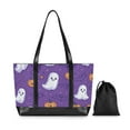 thumbnail image 7 of FORMRS Canvas Laptop Tote Bag for Women with 15.6" Computer Compartments Shoulder Handbag, Halloween Purple Ghosts, 7 of 7