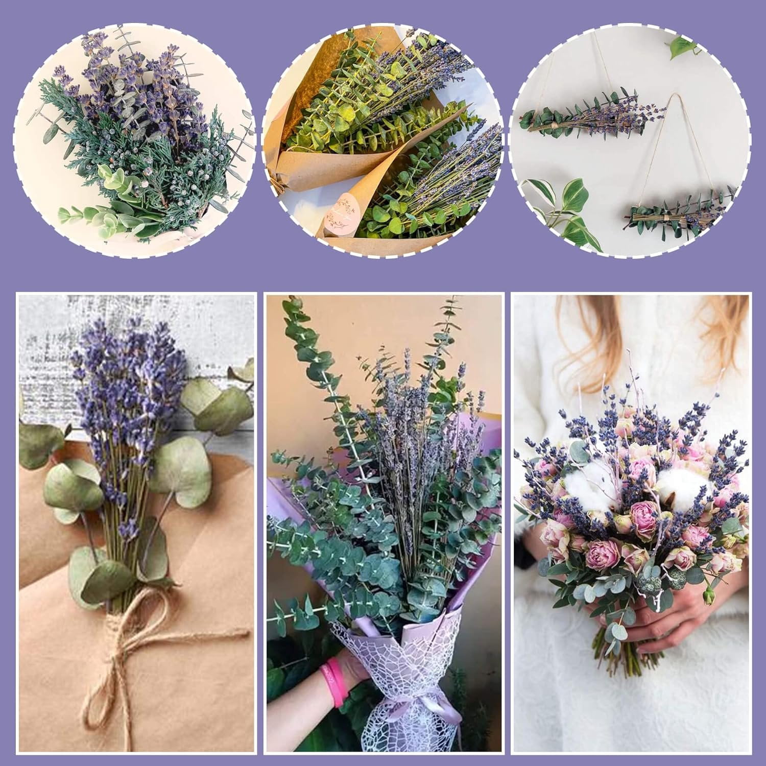 Eucalyptus for Shower 115 Pcs Hanging Dried Eucalyptus Stems & Lavender Flowers Bundle 17" Real Eucalyptus Bundle for Wedding Decor Home Decor DIY