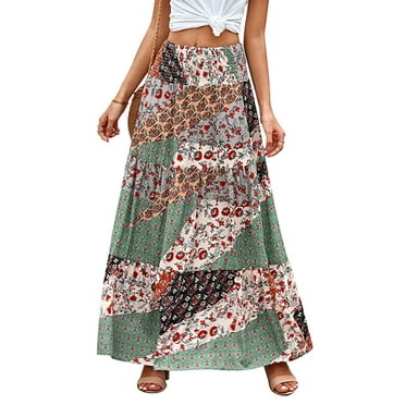 MOSHU High Waist Midi Skirt for Women A-Line Pleated Skirts with ...