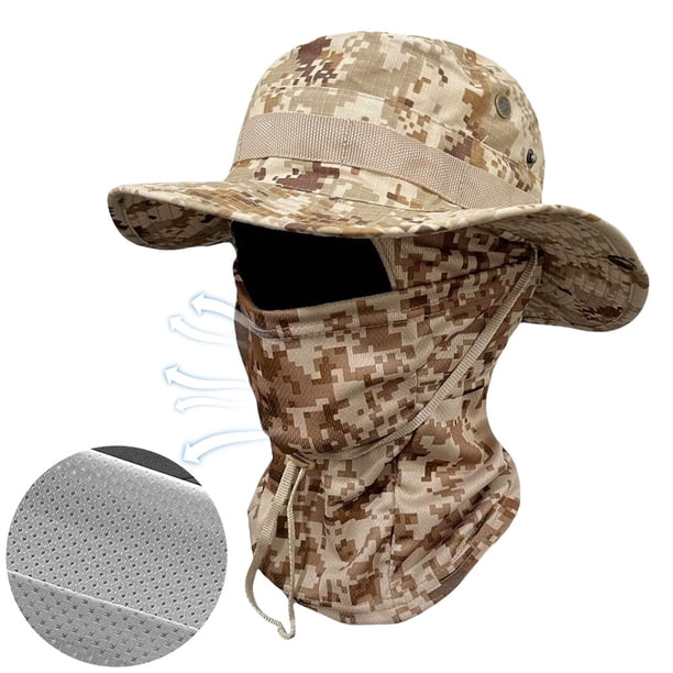 Boonie Hat Balaclava Full Face Mask Juego Pesca Borde Ancho (desierto Digital)