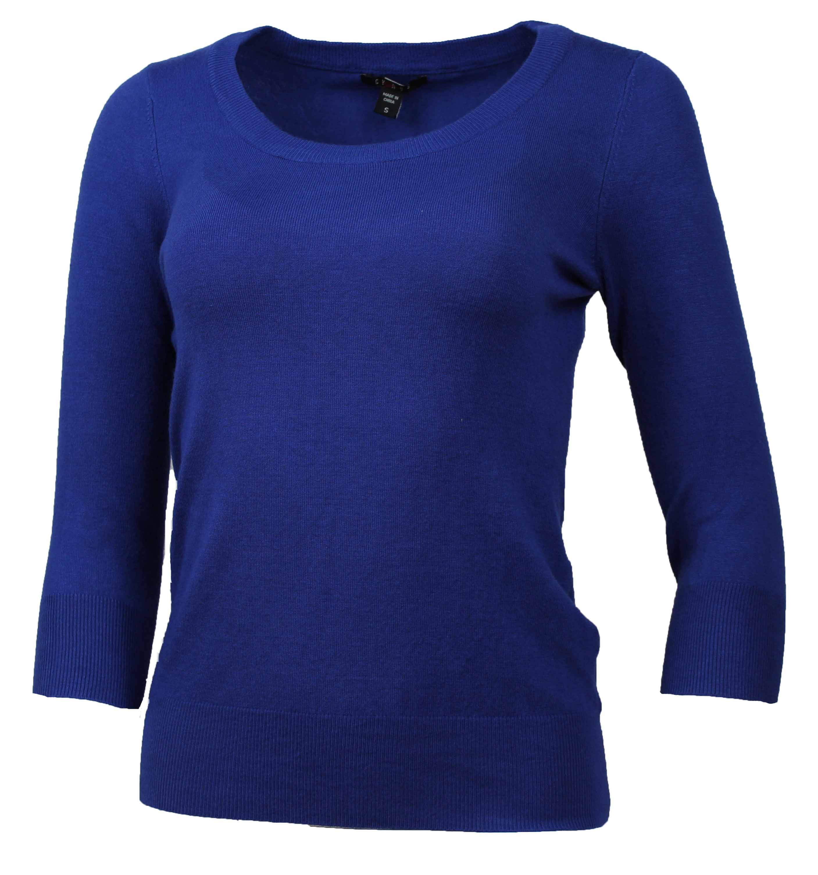 CYRUS Womens 3/4 Sleeve Scoop Neck Sweater (Royal Blue, Small) - Walmart.com