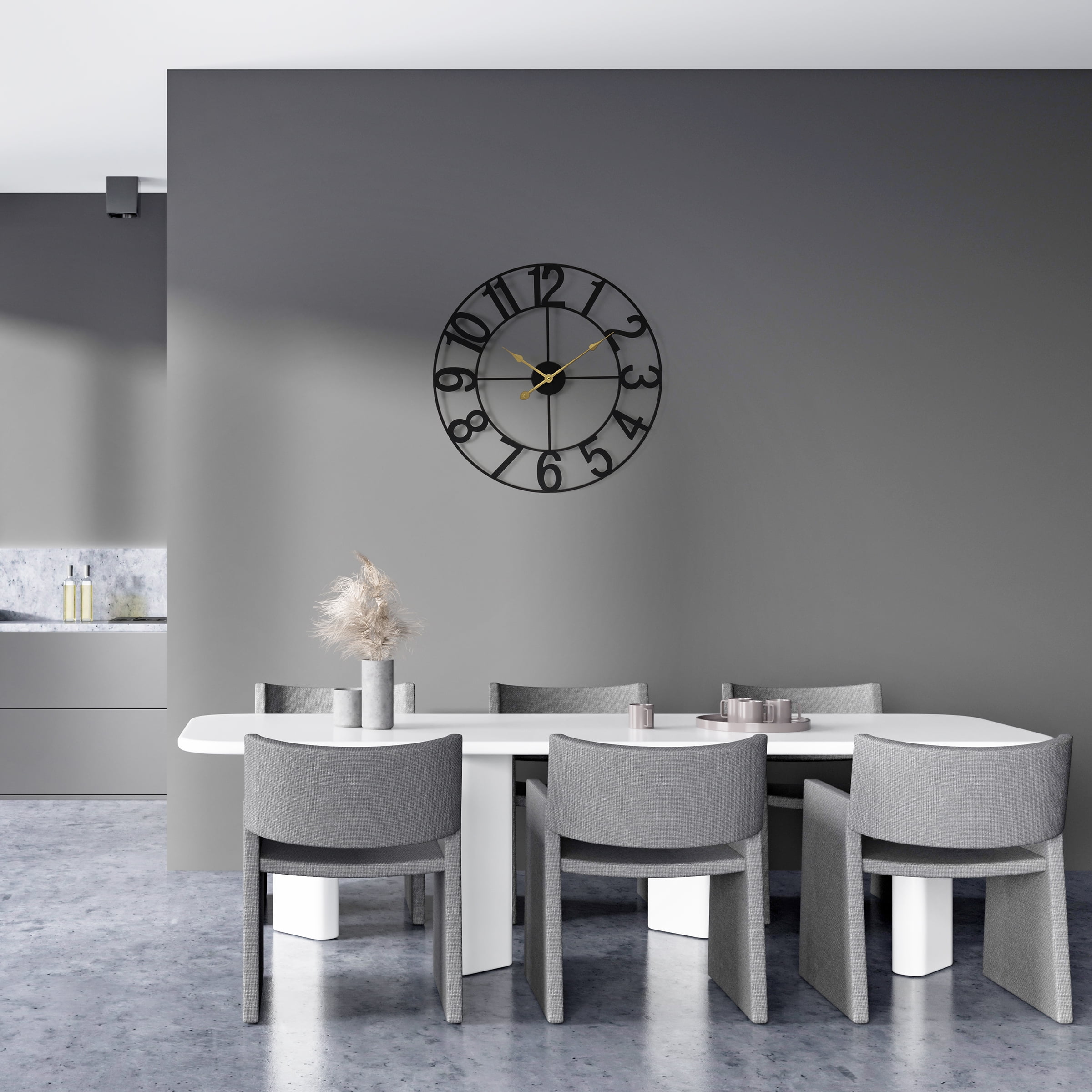 Sorbus Large Metal Numerical Wall Clock for Living Room Decor (Black, 16" Diameter)