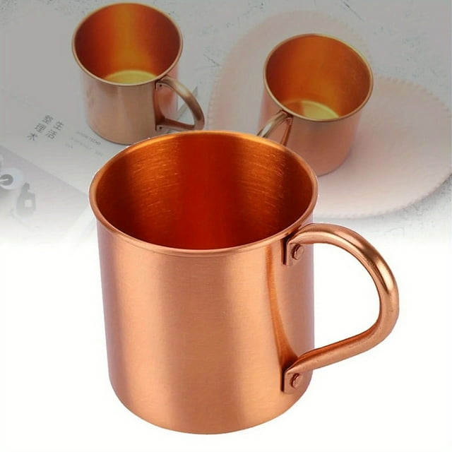 HLONK Tasse Droite à Bord Roulé en Cuivre Pur - Expérience de Boisson Texturée pour Cocktails Café et Bière Construction en Métal Durable avec Design Roulé Élégant Polyvalente pour Bars à la Maison Res