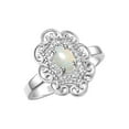 thumbnail image 4 of Rylos Sterling Silver Floral Designer Ring with 6x4 MM Oval Opal & Sparkling Diamonds - Birthstone Jewelry for Women -Size 10, 4 of 7