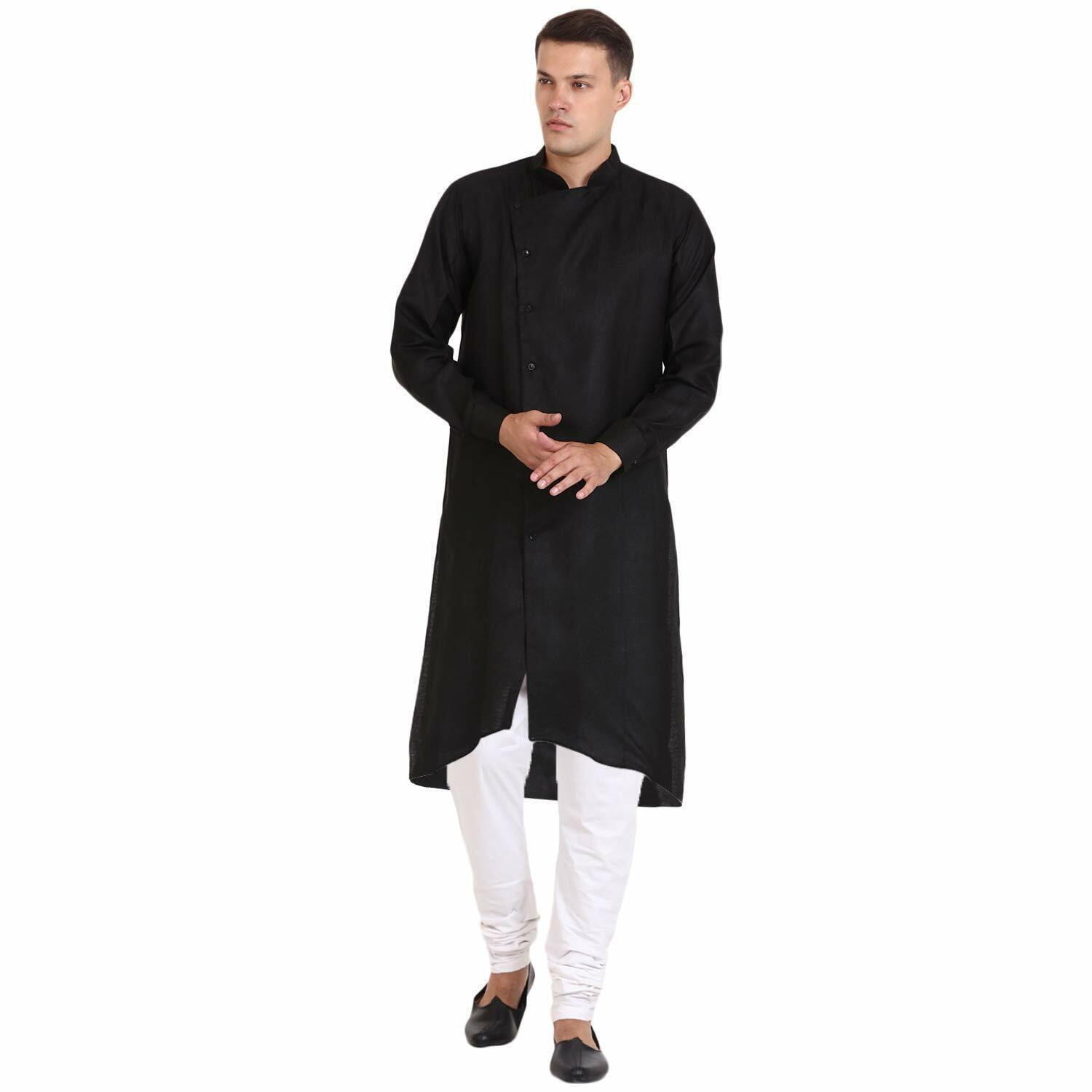 Men's Indian Linen Bollywood Achkan Pathani Kurta Style Pajama Set
