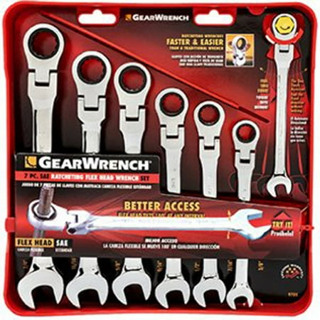 GearWrench 9700 7 Piece Flex-Head Combination Ratcheting Wrench Set