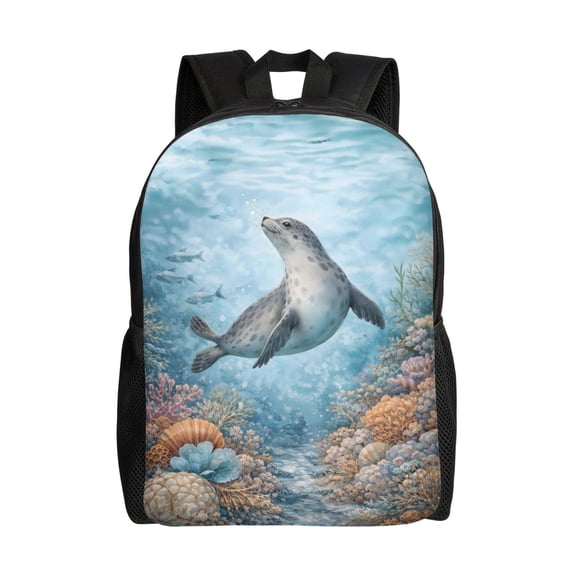 Summer Ocean Seal Backpack Large Capacity Laptop Bag for Men and Women