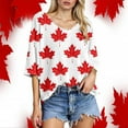 thumbnail image 1 of T-shirt Fête du Canada Grande Taille Hauts Fête du Canada Célébrations d'Été Col Rond Design Texturé Tee-Shirt Course Femme Rouge TG, 1 of 4