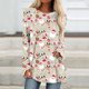 thumbnail image 2 of Mujeres moda casual manga larga cuello redondo tops blusa suelta camisas impresas Pompotops FGAJ12010, 2 of 5