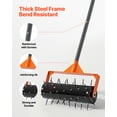 thumbnail image 3 of VEVOR Rolling Lawn Aerator, 15 in Manual Push Aerator Roller with 42 Spikes & 60 in Long Handle, Fillable Drum for Added Weight, Heavy-Duty Lawn Soil Penetrator for Garden Yard Compacted Soils, 3 of 9