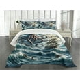 thumbnail image 3 of Ambesonne Nautical Quilted Bedspread Set 3 Pcs, Fantasy Sea World Kraken, King Size, Teal Mauve, 3 of 5