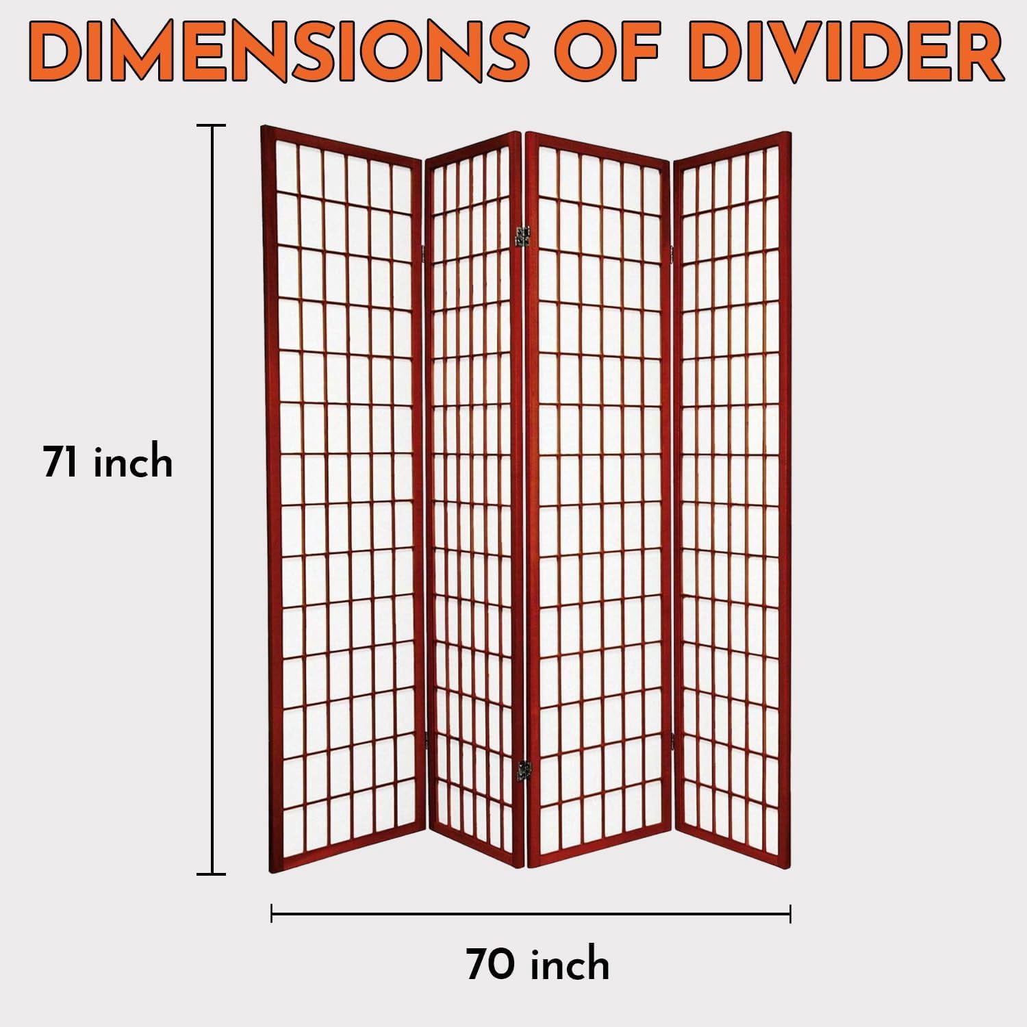 Legacy Decor 4 Panel Japanese Style Room Screen Divider Cherry Color 71" high x 70" Wide