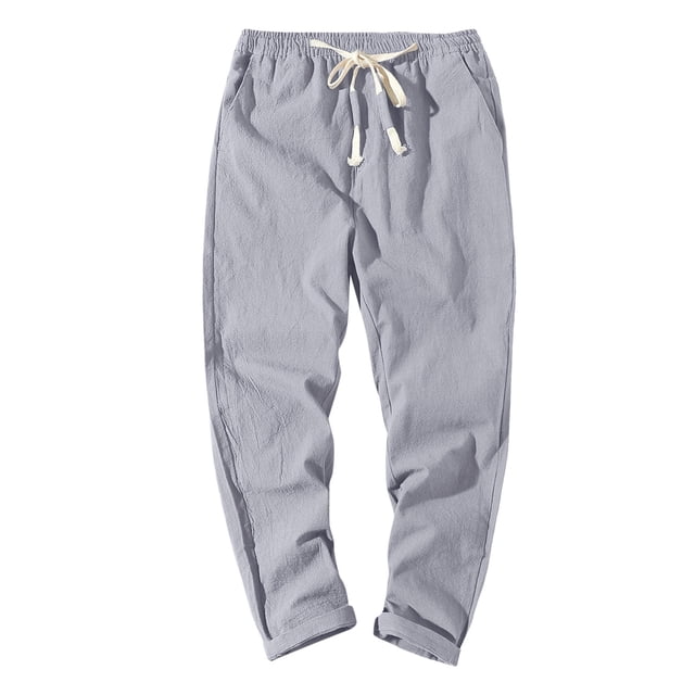 WEIYLL Mens Pants Solid Color Casual Japanese Sports Slim Feet Gy2 Trousers Size M