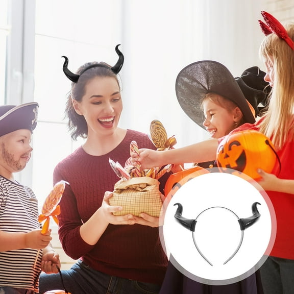 IMIKEYA 1Pcs Horn Hoop Hair Bull Horns Black Plastic Costume Prop All Ages Festival Party