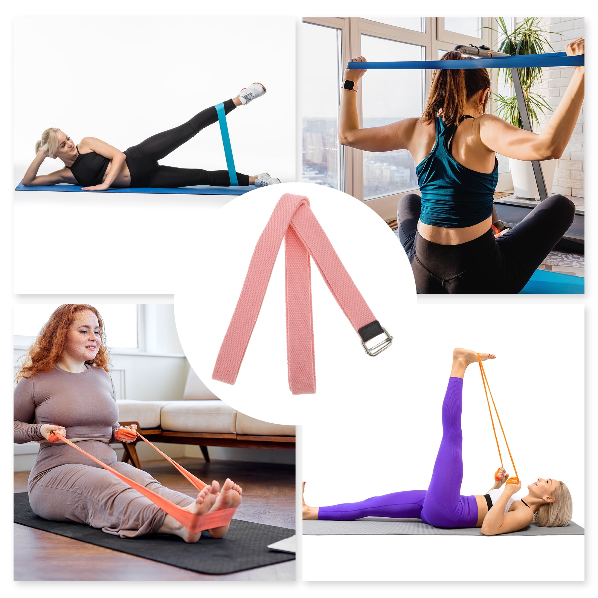 Unique Bargains 1Pc Women Yoga Stretch Band 98.43 Inch Length Pink