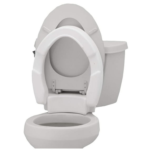 Medical Products Hinged Toilet Seat Riser Lift Up and Down Raised Toilet Seat For Under Seat For Elongated Seat Color, White, (Pack of ), 1 Count