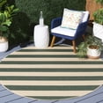thumbnail image 2 of Safavieh Courtyard Ermintrude Striped Indoor/Outdoor Area Rug, Beige/Dark Green, 6'7" x 6'7" Round, 2 of 10