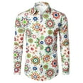 thumbnail image 4 of Hpapadks Mens Shirts Summer Casual Long Sleeve Floral Print Business Button Lapel Blouses Leisure Loose Mens Dress Shirts White XXL, 4 of 5