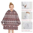 thumbnail image 6 of Red and White Christmas Folk Pattern Blanket Hoodies for Kids 6-13YR Oversize Wearable Blanket Hoodies for Boys Girls Teens, 6 of 7