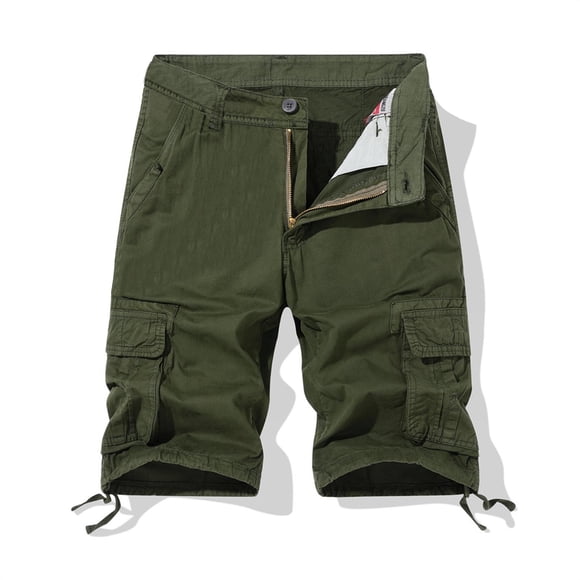 pstuiky Hombres bajos, Pantalones cortos cargo casuales de moda para hombre, con bolsillos y botones, cintura elástica Pantalones cortos de entrenamiento