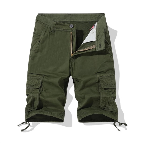 pstuiky Hombres bajos, Pantalones cortos cargo casuales de moda para hombre, con bolsillos y botones, cintura elástica Pantalones cortos de entrenamiento