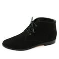 thumbnail image 2 of YDN Women Classic Low Heel Pointed Toe Lace Up Chukka Ankle Boots Fall Winter Flat Booties Casual Daily Dress Shoes Size 7 Black, 2 of 4