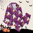 thumbnail image 2 of XIAOCHA Women Halloween Print Pajama Set Long Sleeve Button Down Sleep Pant Set, 2 of 5