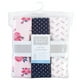 thumbnail image 2 of Swaddle Wrap, paquete de 3 unidades, acolchado Hudson Baby, algodón, rosa y azul marino, 2 of 5