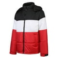 thumbnail image 5 of Lyinloo Men's Hooded Detachable Zipper Cardigan Color Block Warm Cotton Coat Red M, 5 of 6