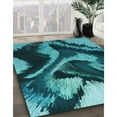 thumbnail image 3 of Ahgly Company Machine Washable Indoor Rectangle Transitional Bright Turquoise Blue Area Rugs, 2' x 3', 3 of 7