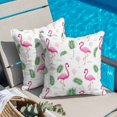 thumbnail image 4 of Summer Pink Throw Pillow Cover Flamingos Green Tropical Leaves Palm Trees Cotton Linen Cushion Cover Throw Pillow Case with Invisible Zipper for Couch Sofa Bed Chair Car 26x26 Inch, 4 of 11
