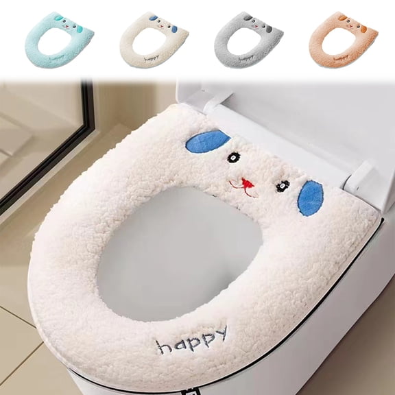 Toilet Seat Cover, Thickened Polyester Cushion, Button-Fastened, Universal Fit Bathroom Seat Pad for Everyday Home Use