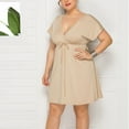 thumbnail image 7 of Ruyang Women Solid Color Dress Casual Short Sleeve V Neck High Waist Beach Mini Dresses With Belt Dress Formal Dresses for Women plus, 7 of 7