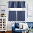 thumbnail image 2 of Navy Blue Striped Kitchen Curtains Sets for Windows 24 Inch Length, Navy Blue White Farmhouse Stripes Rod Pocket Window Treatments Tier Curtains and Valances Set for Bedroom/Bathroom, 2 of 8