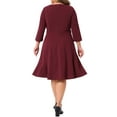 thumbnail image 3 of Women's Plus Size Office Dress 3/4 Sleeve 50s 60s Vintage Cocktail Dress Wear to Work Dresses 1X Burgundy, 3 of 6