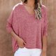 thumbnail image 2 of Blusa de mujer con cuello en V, informal, con hombros caídos, manga murciélago, manga murciélago Fridja ghj987+5667, 2 of 6