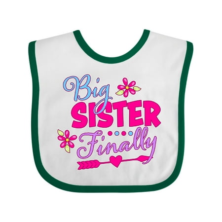 

Inktastic Big Sister Finally with Flowers and Arrow Girls Baby Bib