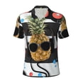 thumbnail image 2 of Daiia Pineapple With Black Glasses Pattern Men’s Polo Shirts,Solid Deck Shirt,Classic Fit, Breathable Cotton Polo for Casual and Sport Wear-3X-Large, 2 of 7