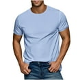 thumbnail image 3 of BiZtdJrK Men Slim Fit Tshirts Short Sleeve Solid Crew Neck Basic Tees Summer Casual Workout Tee Shirt Light Blue XXL, 3 of 8