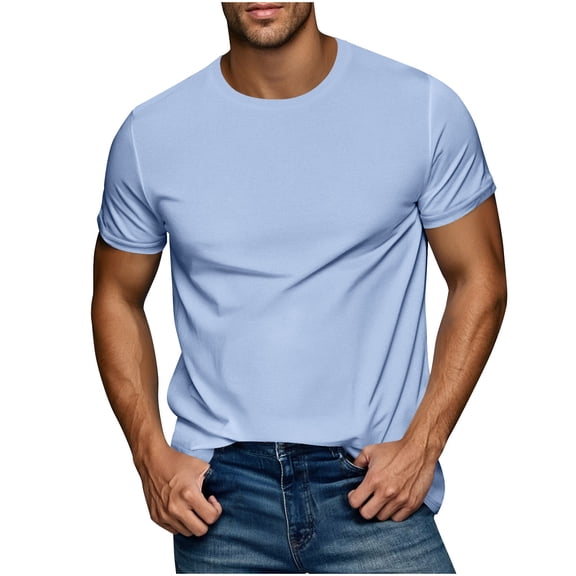 Kukoosong Men's Casual Solid Color Crew Neck Short Sleeve T-Shirt, Soft Polyester Tee for Summer and Spring Daily Wear Men T-Shirts Casual Workout Tops